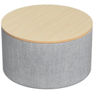 Storage Ottoman Blanket Box 60cm Linen Round Grey