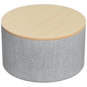 Storage Ottoman Blanket Box 60cm Linen Round Grey