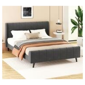 Svalbard Queen Velvet Tufted Bed Frame Grey