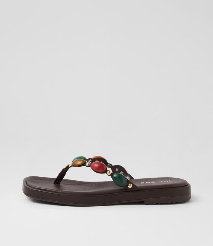 Tahna Choc Multi Leather Thongs