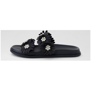 Teanie Black Leather Slides