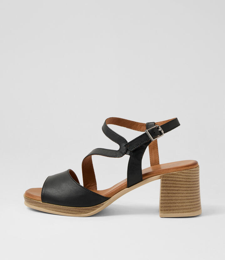 Teesha Black Leather Sandals