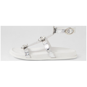 Tishas Silver Hologram Leather Sandals