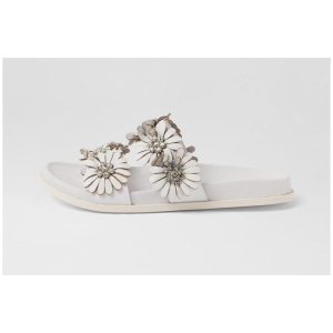 Tranquil White Leather Slides