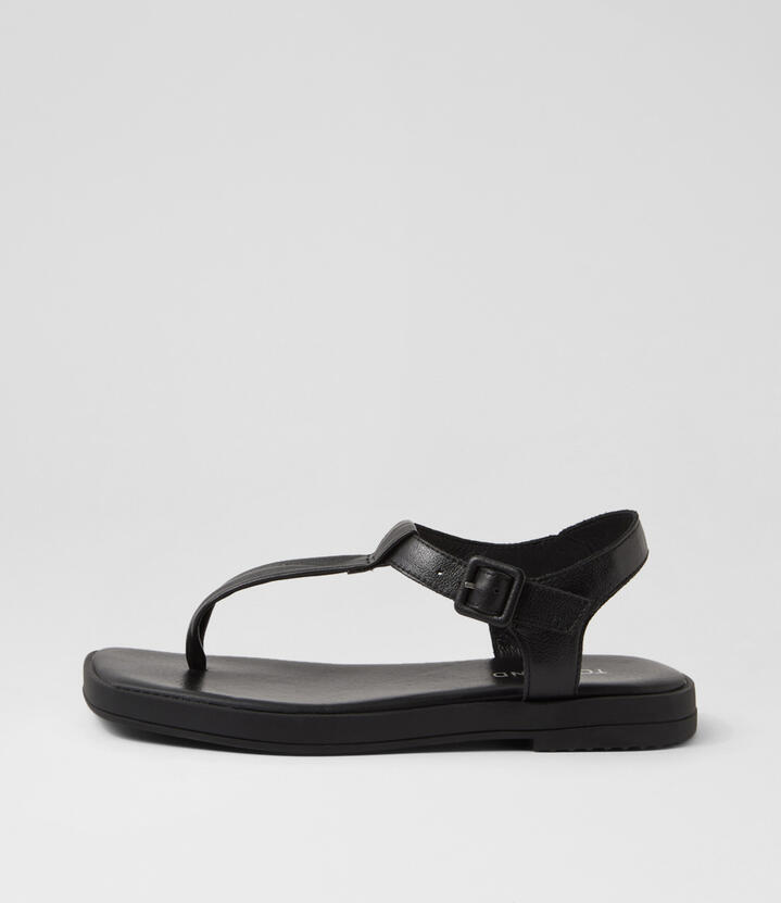 Tucsuny Black Leather Sandals