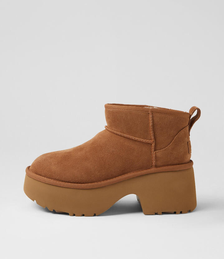 Ultra Mini New Heights Chestnut Suede Ankle Boots