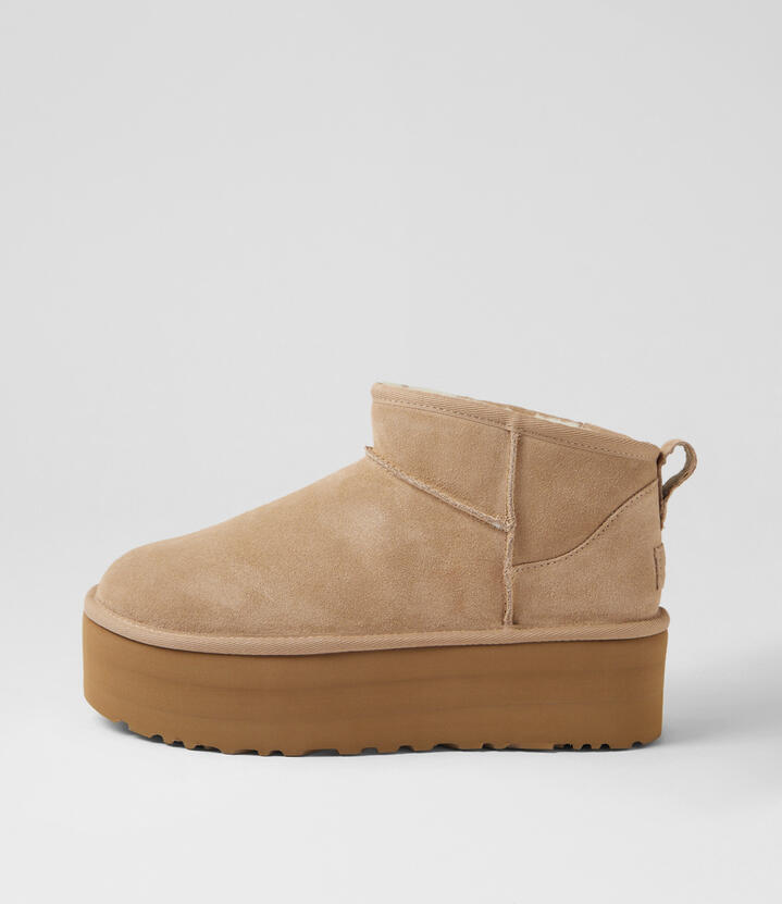 Ultra Mini Platform Sand Suede Ankle Boots