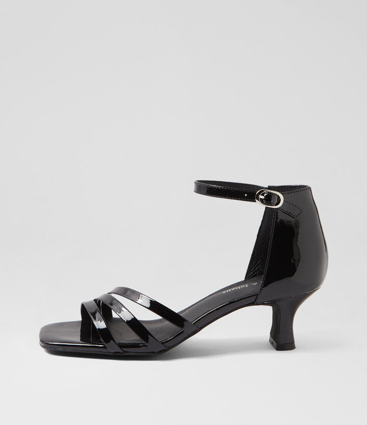 Utte Black Patent Leather Sandals