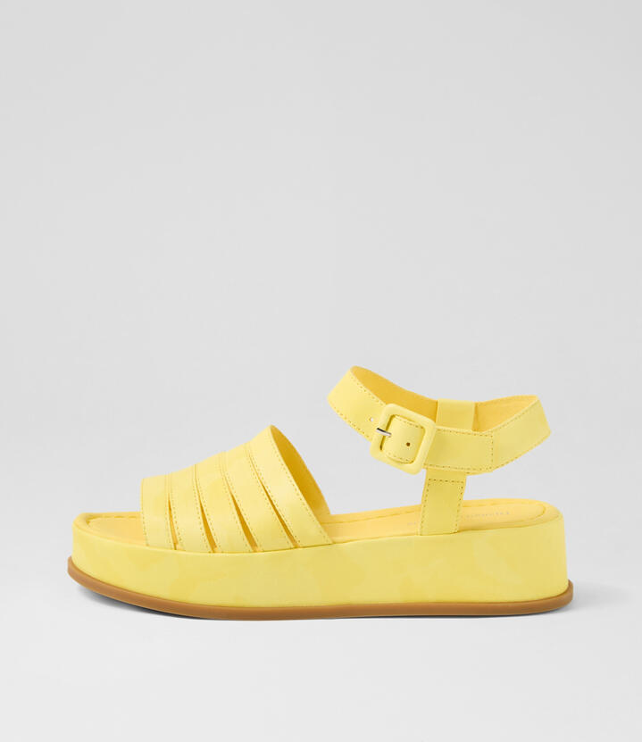 Wollie Yellow Print Leather Sandals
