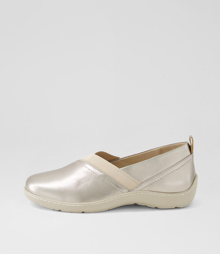 Wrisco Xf Argento Leather Elastic Flat Shoes