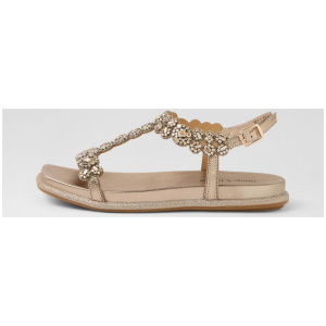 Yula Champagne Leather Jewels Sandals
