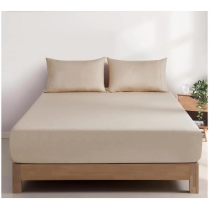 100% Vintage Washed Cotton Fitted Sheet Combo Set - 100% Natural Cotton, Ultra Soft & Breathable - Includes Fitted Sheet & Pillowcases - Machine Washa