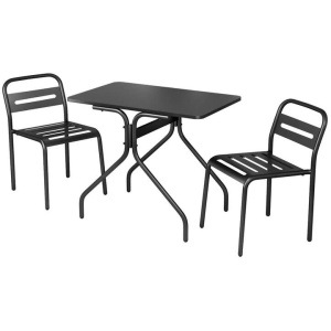 3PC Outdoor Bistro Set Patio Furniture Steel Table and Chairs Black