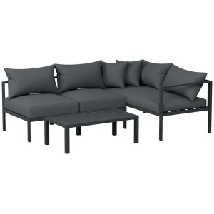 4 Seater Outdoor Sofa Set Aluminium Patio Furniture Setting 4PC Charcoal