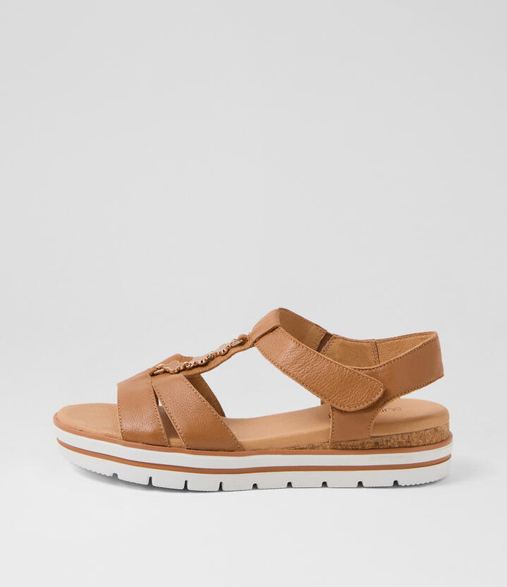 Angelia Dark Tan Leather Sandals