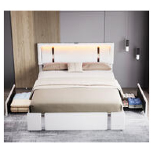 Aslan Double Led Bed Frame White