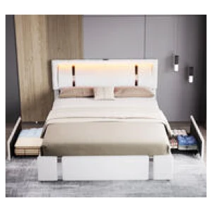 Aslan Double Led Bed Frame White