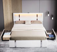 Aslan Double Led Bed Frame White
