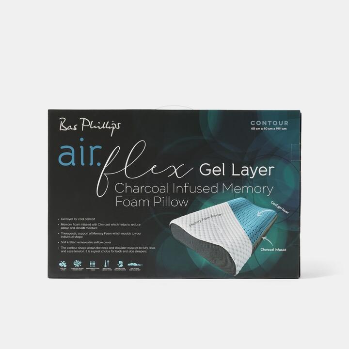 Bas Phillips Airflex Charcoal Infused Memory Foam Pillow Contour