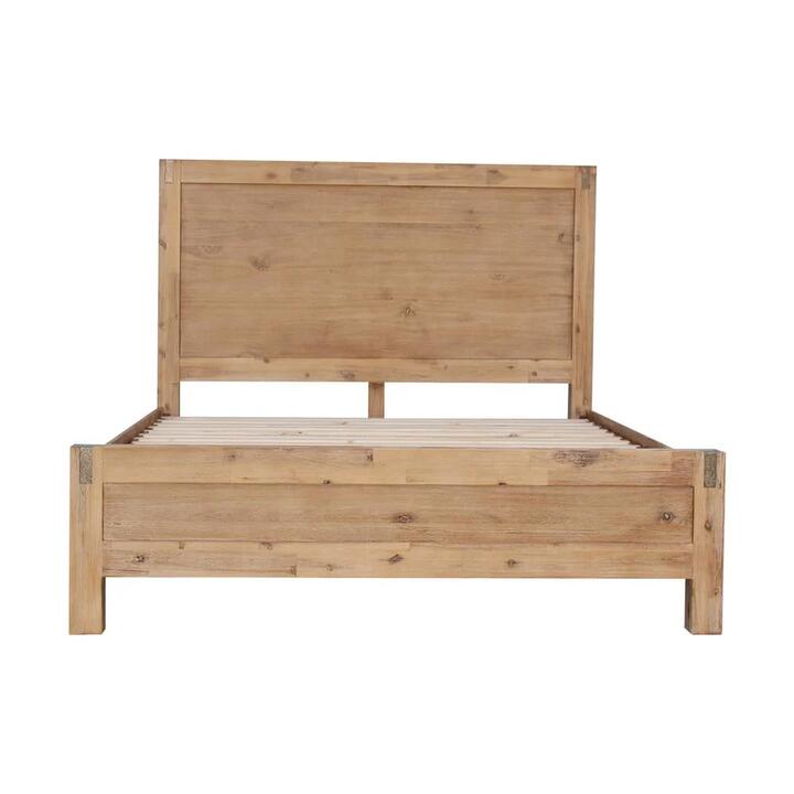 Bed Frame King Single Size in Solid Wood Veneered Acacia Bedroom Timber Slat in Oak