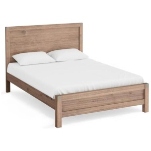 Bed Frame Single Size in Solid Wood Veneered Acacia Bedroom Timber Slat in Oak