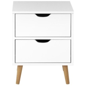 Bedside Tables 2 Drawers Air Gap Handle White