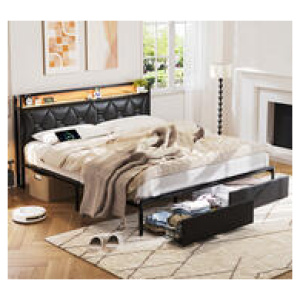 Beresford Double Led Bed Frame With Usb Ports Black