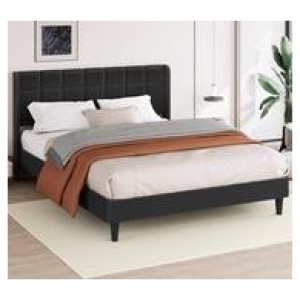 Carlita Double Fabric Wingback Bed Frame Grey