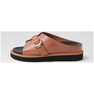 Colay Tan Gold Leather Slides