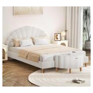 Coral Double Bed Frame With Ottoman White