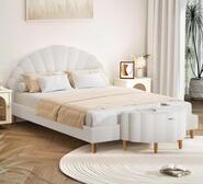 Coral Double Bed Frame With Ottoman White