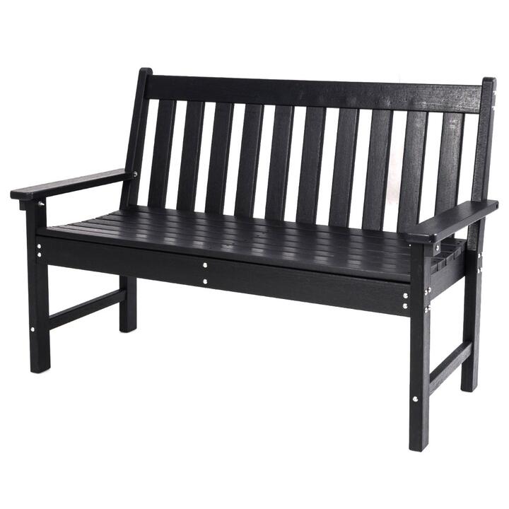 CostwayAll-Weather HDPE Patio Loveseat ChairOutdoor 2-Person Bench-Black