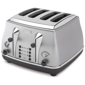 Delonghi De'Longhi Icona 4 Slice Toaster Silver CTO4003S
