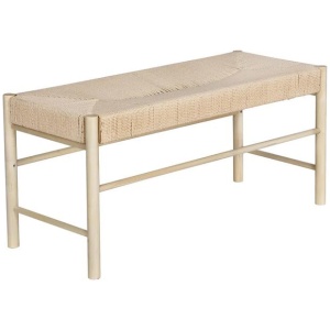 Dining Bench Paper Rope Seat Wooden Chair 100cm