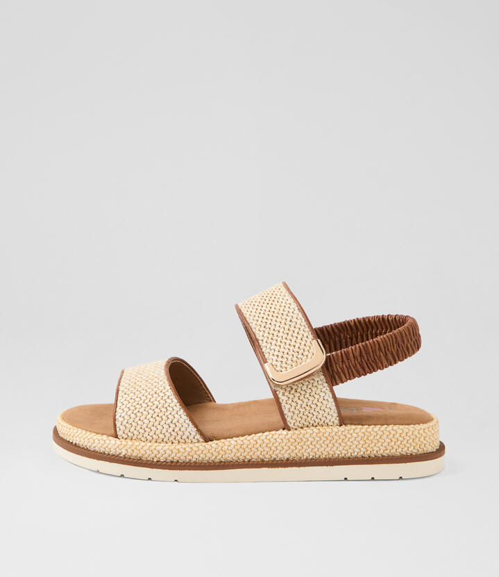 Dinka Natural Tan Synthetic Raffia Sandals