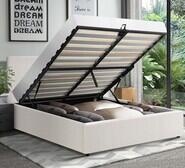 Elena Double Boucle Gas Lift Bed Frame With Storage White