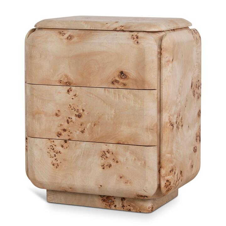 Ex Display - Sorella 51cm Bedside Table - Aspen Burls by Interior Secrets - AfterPay Available