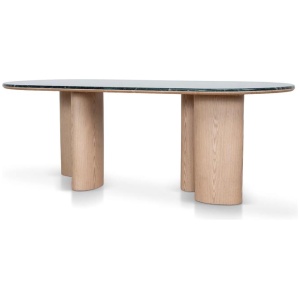 Ex Display - Vienna 2.2m Green Marble Dining Table - Natural by Interior Secrets - AfterPay Available