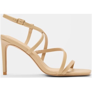 Forever New Women's Alina Asymmetrical Strappy Heeled Sandals in Light Tan