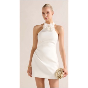 Forever New Women's Anika Flower Halter Mini Dress in Porcelain