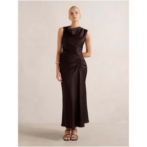 Forever New Women's Ava Draped Satin Maxi Dress in Dark Chocolate