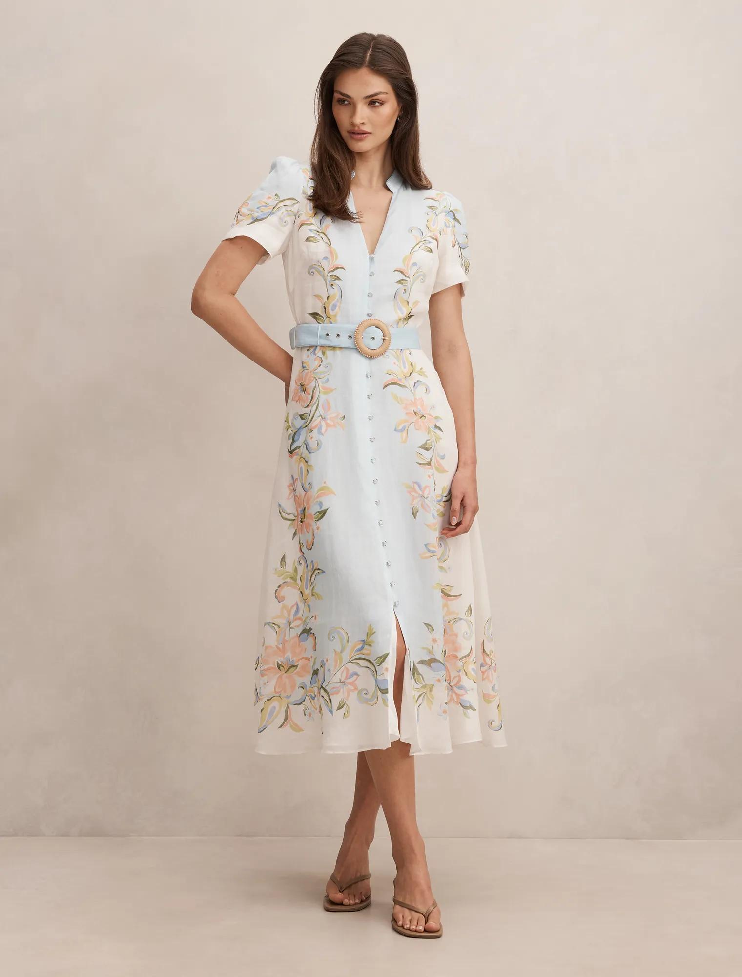 Forever New Women's Briana Printed Shirt Dress in Blue Ada Floral