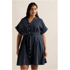 Forever New Women's Brydie Curve Plus Size Belted Mini Dress in Navy
