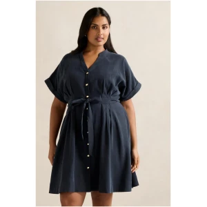 Forever New Women's Brydie Curve Plus Size Belted Mini Dress in Navy