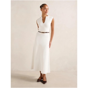 Forever New Women's Celia Extended Shoulder Knit Midi Dress in Cream