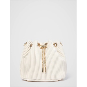 Forever New Women's Dahlia Drawstring Pleat Bucket Bag in Ivory