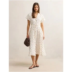 Forever New Women's Jemma Shirt Midi Dress in Cream Edmond Spot