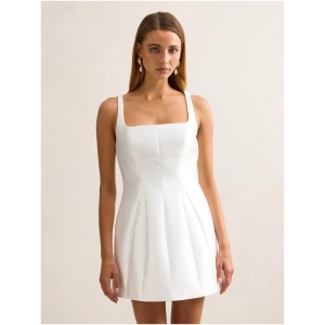 Forever New Women's Kaitlyn Structured Satin Mini Dress in Porcelain