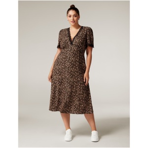 Forever New Women's Kimmy Curve Lace Trim Midi Dress in Folklore Ditsy