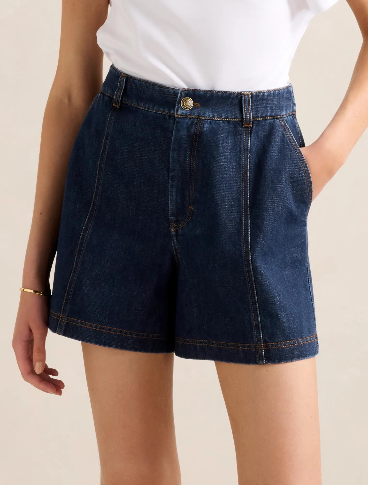 Forever New Women's Kristen Panel Detail Shorts in Dark Wash